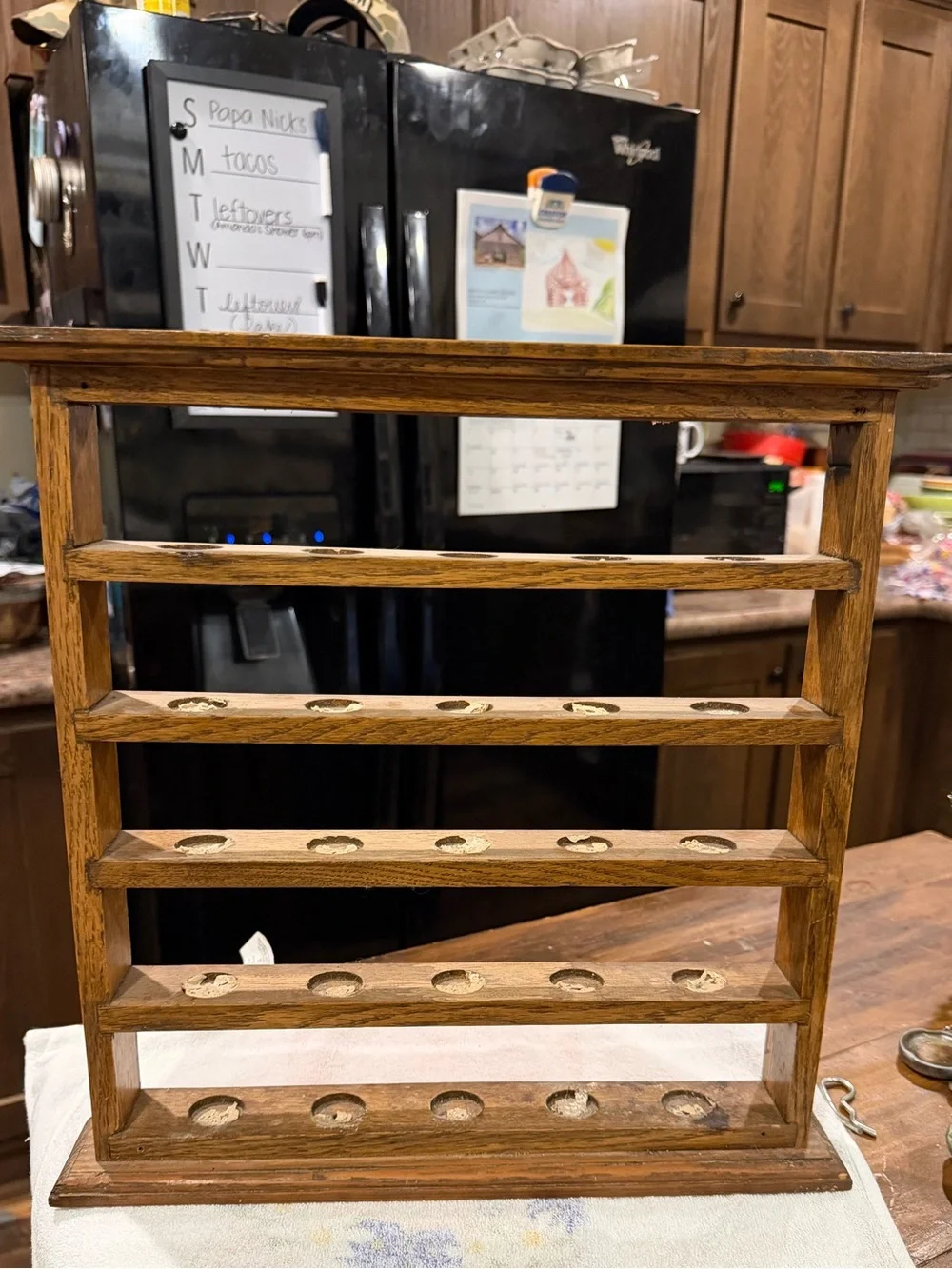 Vintage Wooden Shot Glass Golf Ball Wall Hanging Display Rack